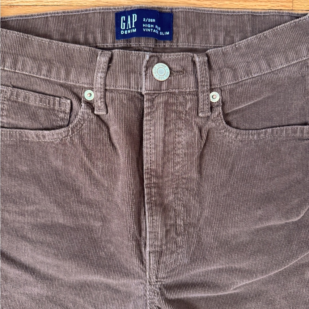GAP Womens High Rise Vintage Slim Corduroy Pants - Brown